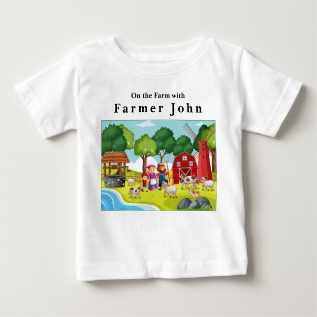 Auf dem Bauernhof mit Bauer John und den Tieren Baby T-shirt (Vorderseite)