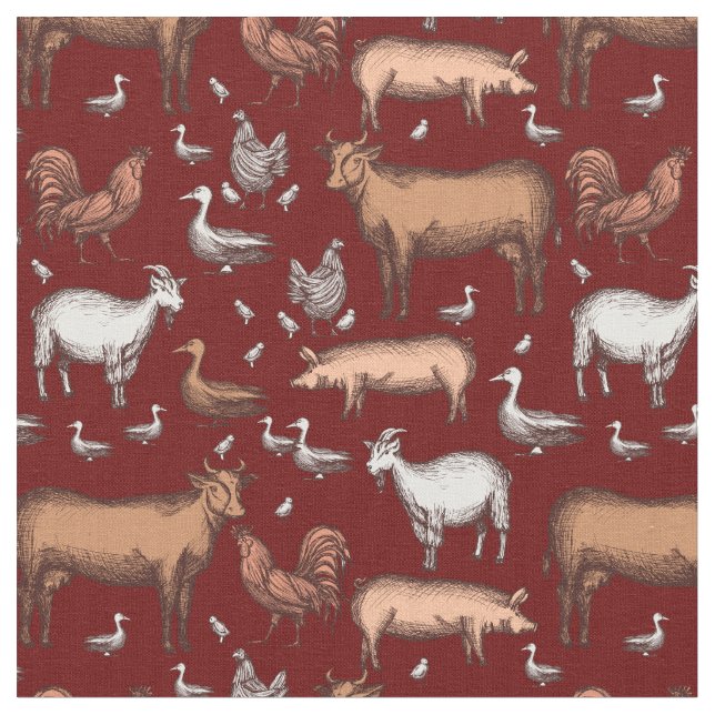 Auf dem Bauernhof-Muster Stoff (Nahaufnahme)