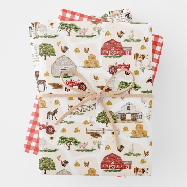 Auf dem Bauernhof - Tiere Geschenkpapier Set (Beispiel)