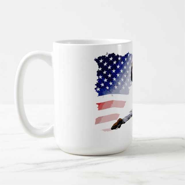 Auf dem Berg - Baseball Pitcher und US-Flagge Kaffeetasse (Links)