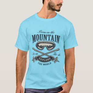 Auf dem Berg geboren Lustiges Skidesign T-Shirt