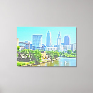 Auf dem Fluss CLE OH (Paint Effect) Leinwand druck