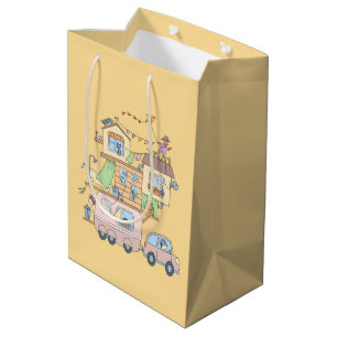 Auf dem Gelben Straßenanhänger für das Camping der Mittlere Geschenktüte