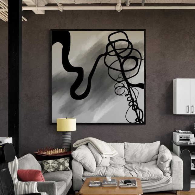 Auf dem Grid: Abstrakt Schwarz und Grau Leinwanddruck (Von Creator hochgeladen)