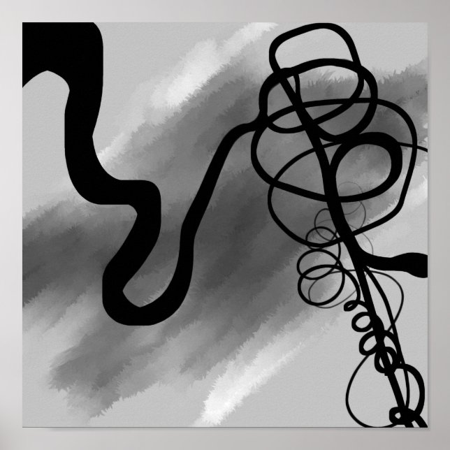 Auf dem Grid: Abstrakt Schwarz und Grau Poster (Vorne)