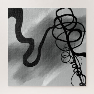 Auf dem Grid: Abstrakt Schwarz und Grau Puzzle