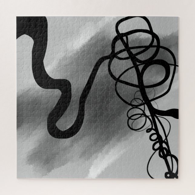 Auf dem Grid: Abstrakt Schwarz und Grau Puzzle (Vertikal)