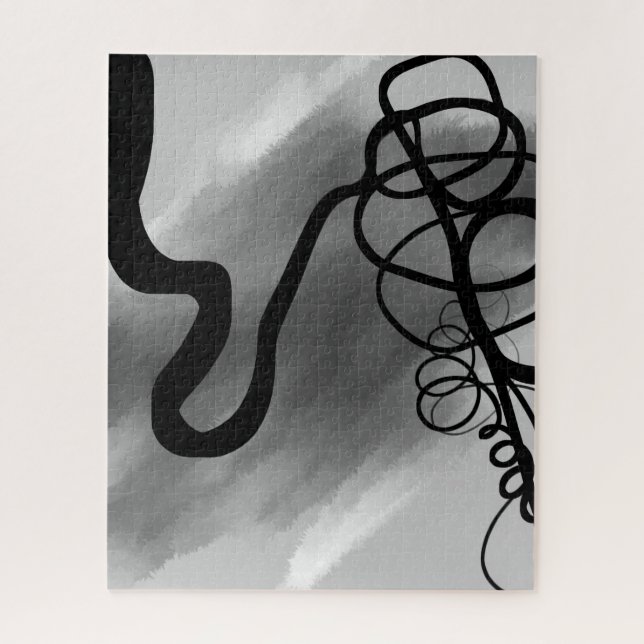 Auf dem Grid: Abstrakt Schwarz und Grau Puzzle (Vertikal)