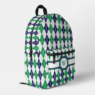Auf dem grünen Argyle Bedruckter Rucksack