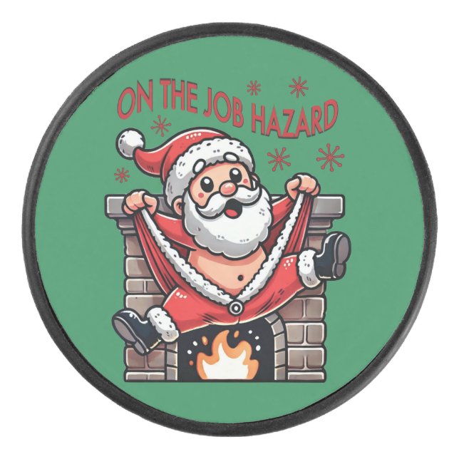 Auf dem Job Hazard Santa on Fire Eishockey Puck (Vorderseite)