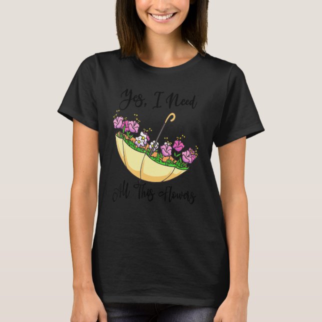 Auf dem Kopf Regenschirm gefüllt mit Blume Gartenb T-Shirt (Vorderseite)