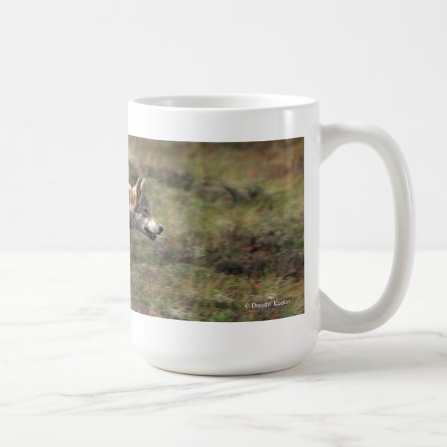 "Auf dem Lauf" wilde Wolf-Tasse Kaffeetasse (Rechts)