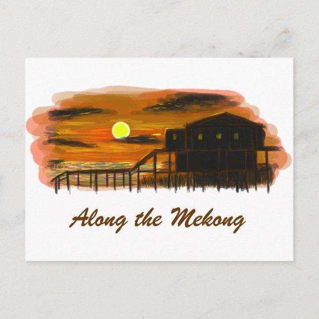 Auf dem Mekong Postkarte (Vorderseite)