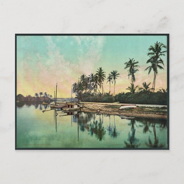 Auf dem Miami River selten Fotochrom Postkarte (Vorderseite)