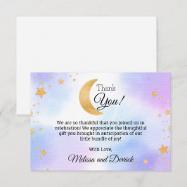 Auf dem Mond Blue Pink Babydusche Danke Karte