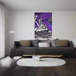 Auf dem Mond fahren | AI Art Poster