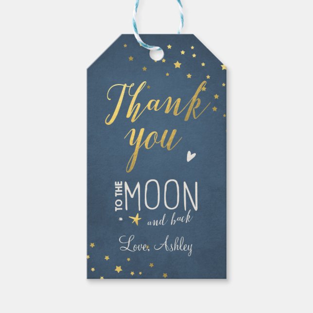 Auf dem Mond Geschenketiketten danke Ihnen Baby Du Geschenkanhänger (Vorderseite)