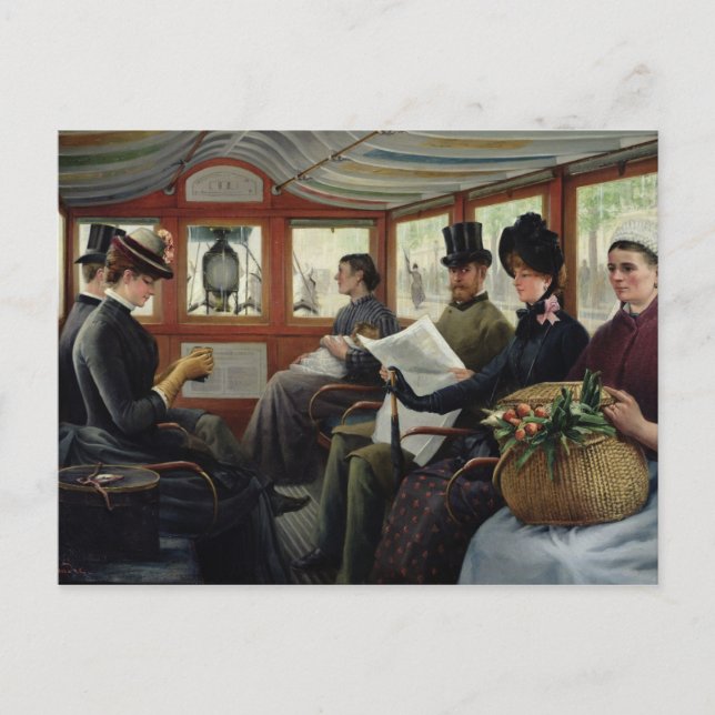 Auf dem Omnibus 1880 Postkarte (Vorderseite)