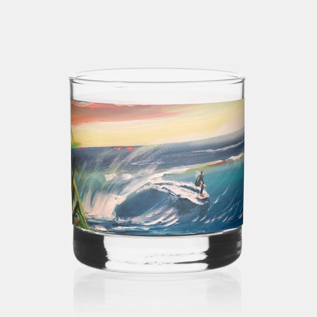 Auf dem Rocks Glass - Surfen Sie die Welle! Spirit Whiskyglas (Vorderseite)