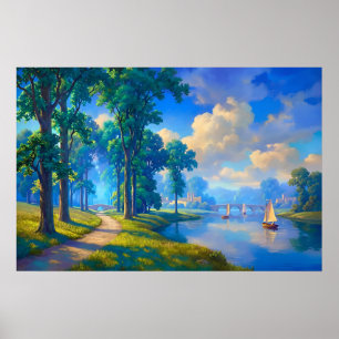 Auf dem stillen Fluss segeln Poster