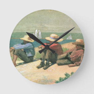 Auf dem Strand 1875 (w/c) Runde Wanduhr