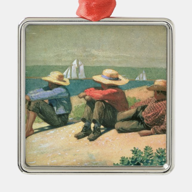 Auf dem Strand 1875 (w/c) Silbernes Ornament (Vorne)