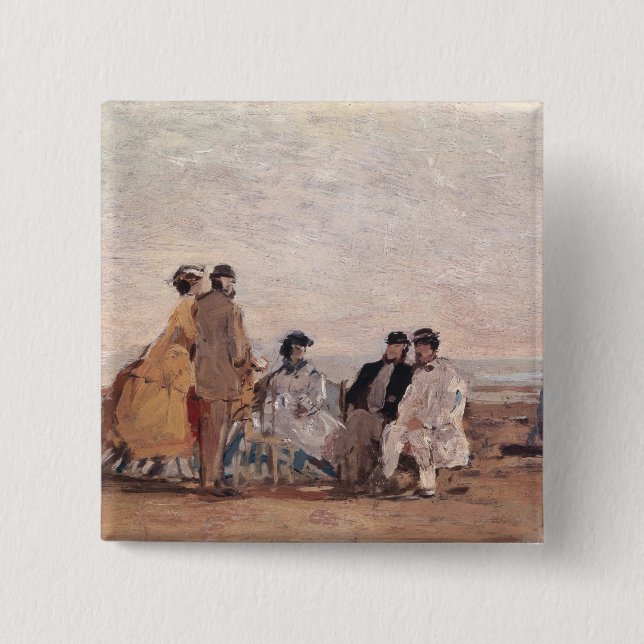 Auf dem Strand bei Trouville, c.1865 Button (Vorderseite)