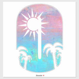 AUF DEM STRAND -O- Rosa und Blau Aufkleber