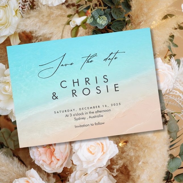 Auf dem Strand, Wassersee Hochzeit Save the date (Von Creator hochgeladen)