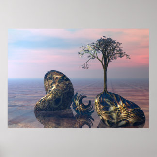 Auf dem unendlichen 3D-Fraktal-Flugzeug Poster