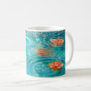 Auf dem Wasser schwimmende Blumen Kaffeetasse