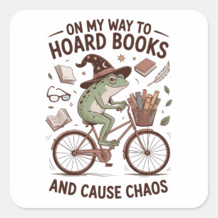 Auf dem Weg, Bücher zu horten und Chaos zu verursa Quadratischer Aufkleber
