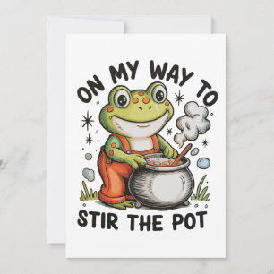 Auf dem Weg, den Topf umzurühren Lustiger Frosch S Einladung
