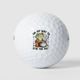 Auf dem Weg, den Topf umzurühren Lustiger Frosch S Golfball