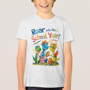 Auf dem Weg ins Schuljahr - Niedlicher Dinosaurier Tri-Blend Shirt