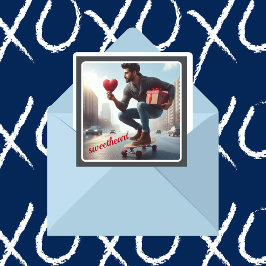 Auf dem Weg mit Geschenk Sweetheart Valentine Feiertagskarte