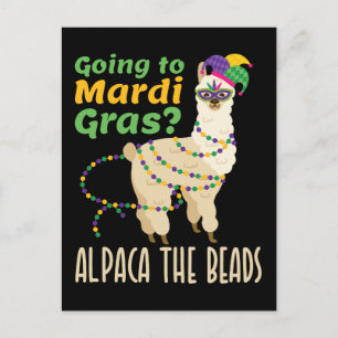 Auf dem Weg nach Mardi Gras Alpaca die Perlen Postkarte