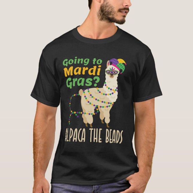 Auf dem Weg nach Mardi Gras Alpaca die Perlen T-Shirt (Vorderseite)
