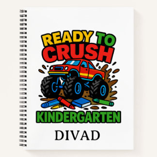 Auf dem Weg zum Kindergarten Monster Truck Design Notizbuch