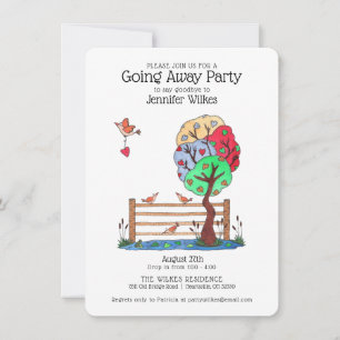 Auf dem Weg zum Party Niedliche Vögel Einladung