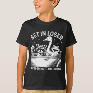 Auf dem Weg zur Hütte Waschbär Gans Frosch T-Shirt