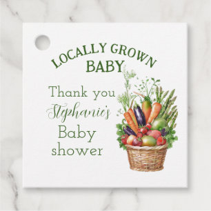 Auf dem Wochenmarkt gekaufte Babyshower-Marktartik Geschenkanhänger