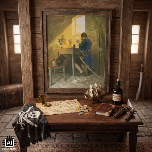 Auf den Karten in Cluny's Cage von NC Wyeth Poster