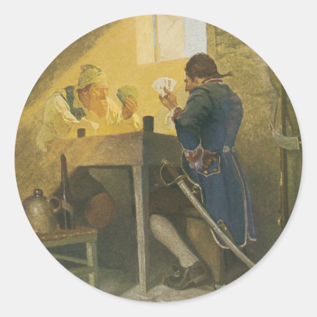 Auf den Karten in Cluny's Cage von NC Wyeth Runder Aufkleber (Vorderseite)