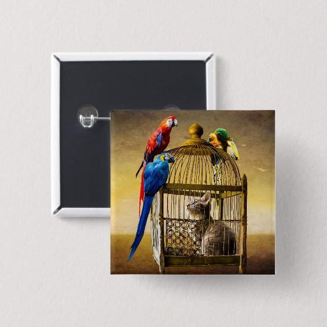 Auf den Kopf stehende Welt des Gildenkäfigs Button (Vorne & Hinten)