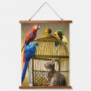 Auf den Kopf stehende Welt des Gildenkäfigs Wandteppich Mit Holzrahmen