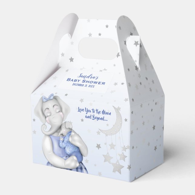 Auf den Mond und die hintere Elefantenjunge Dusche Geschenkschachtel (Vorderseite)