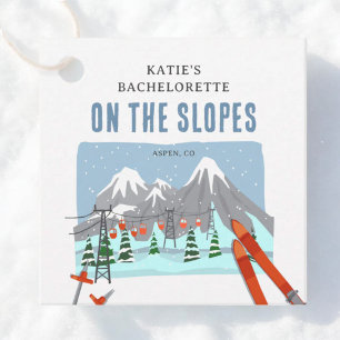 Auf den Pisten Schnee Ski Bachelorette Wochenende Geschenkanhänger