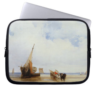 Auf den Strand gesetzte Schiffe und ein Lastwagen Laptopschutzhülle