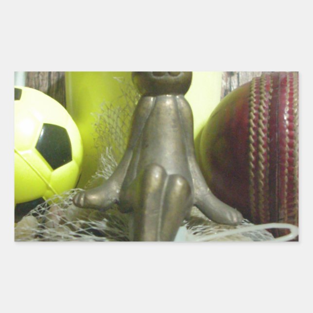 Auf der anderen Seite Pitch & Crease: Fußball-Cric Rechteckiger Aufkleber (Vorderseite)